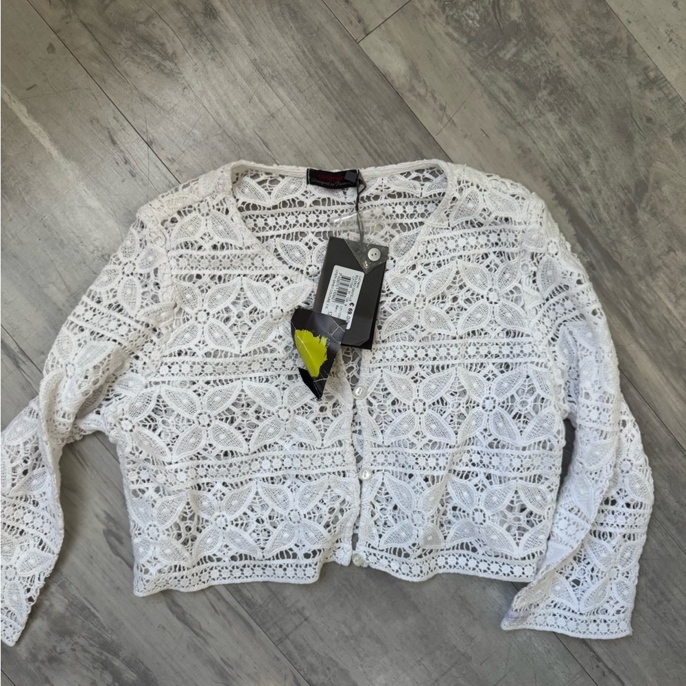 NWT Catimini girls White Lace Knitwear - Picture 1 of 5